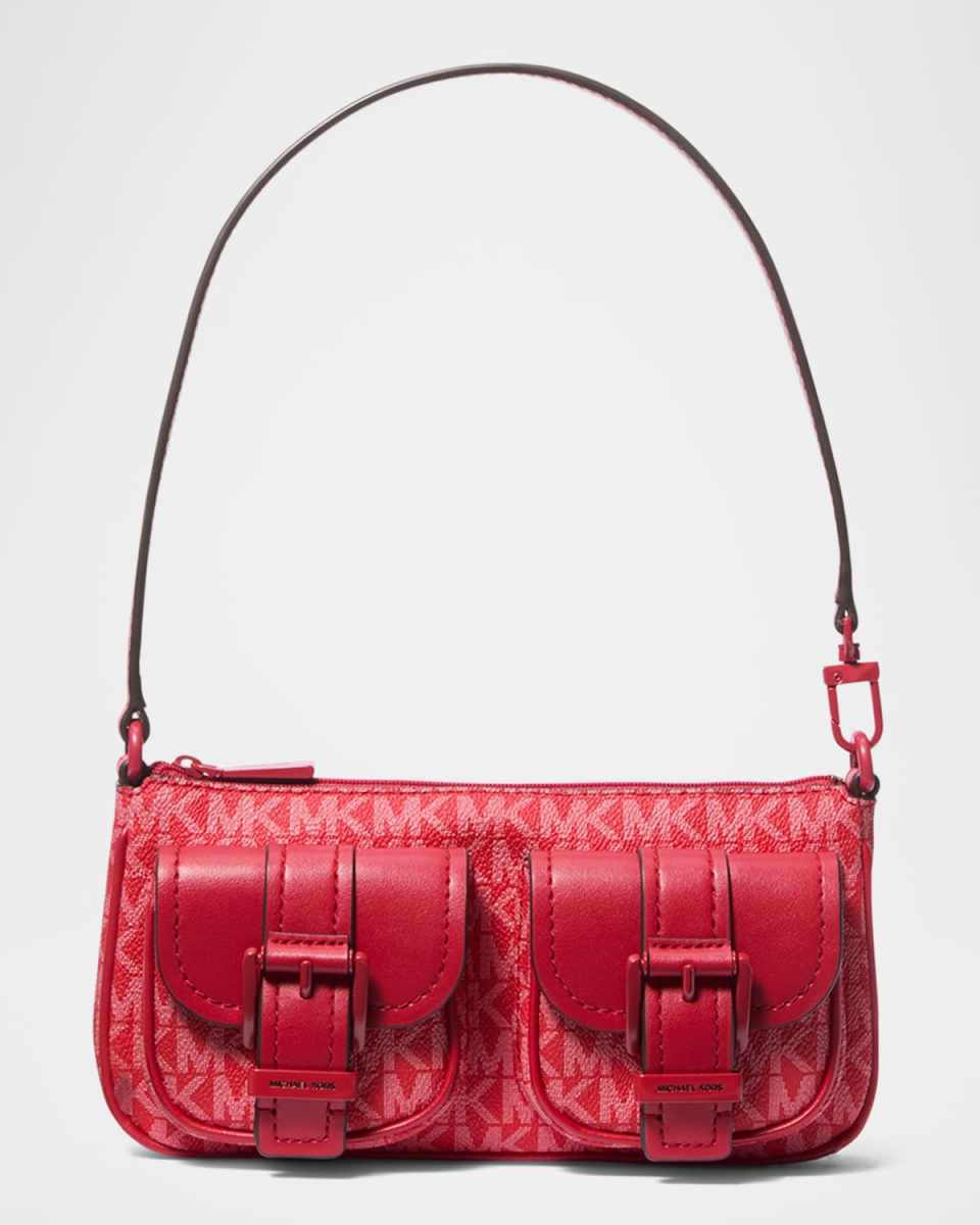 Zoe Small Convertible Signature Logo Pouchette Shoulder Bag